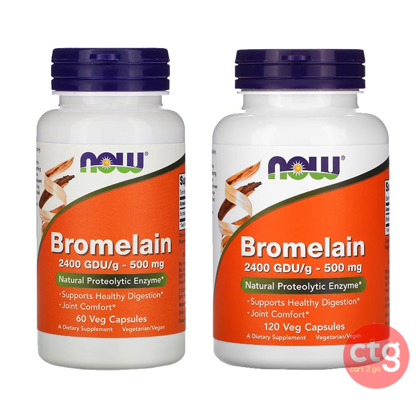 NOW Foods Bromelain 500 mg Pineapple Proteolytic Enzyme 60 Veg Capsules Vegan Probiotics