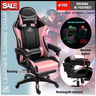 LikeRegal ON OFF Gaming Chair with LED Lights Footrest Massager