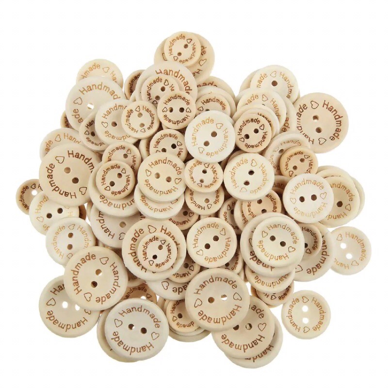 NEW 30pcs 15mm Mixed Wood Buttons Round Button Monogrammed Love