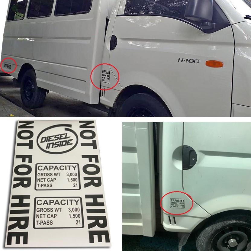 Hyundai H100 Van Car Sticker Set Capacity Diesel And Not For Hire ...