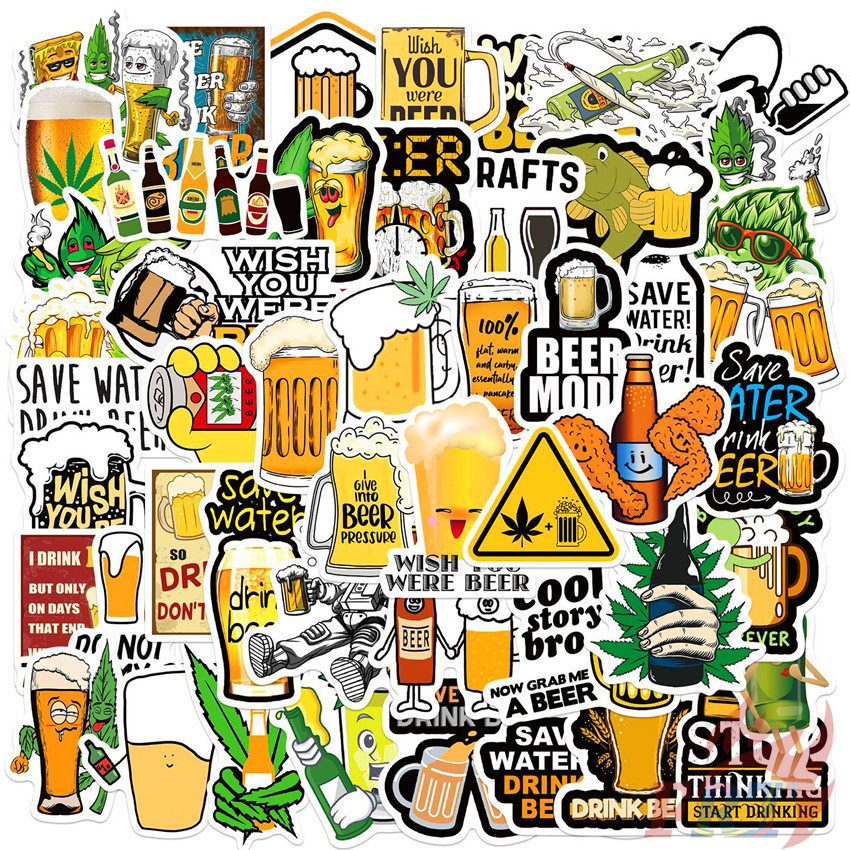 Kuso Beer Funny Emoji Series 01 Stickers 50pcsset Cartoon Waterproof Diy Fashion Decals Doodle 8912