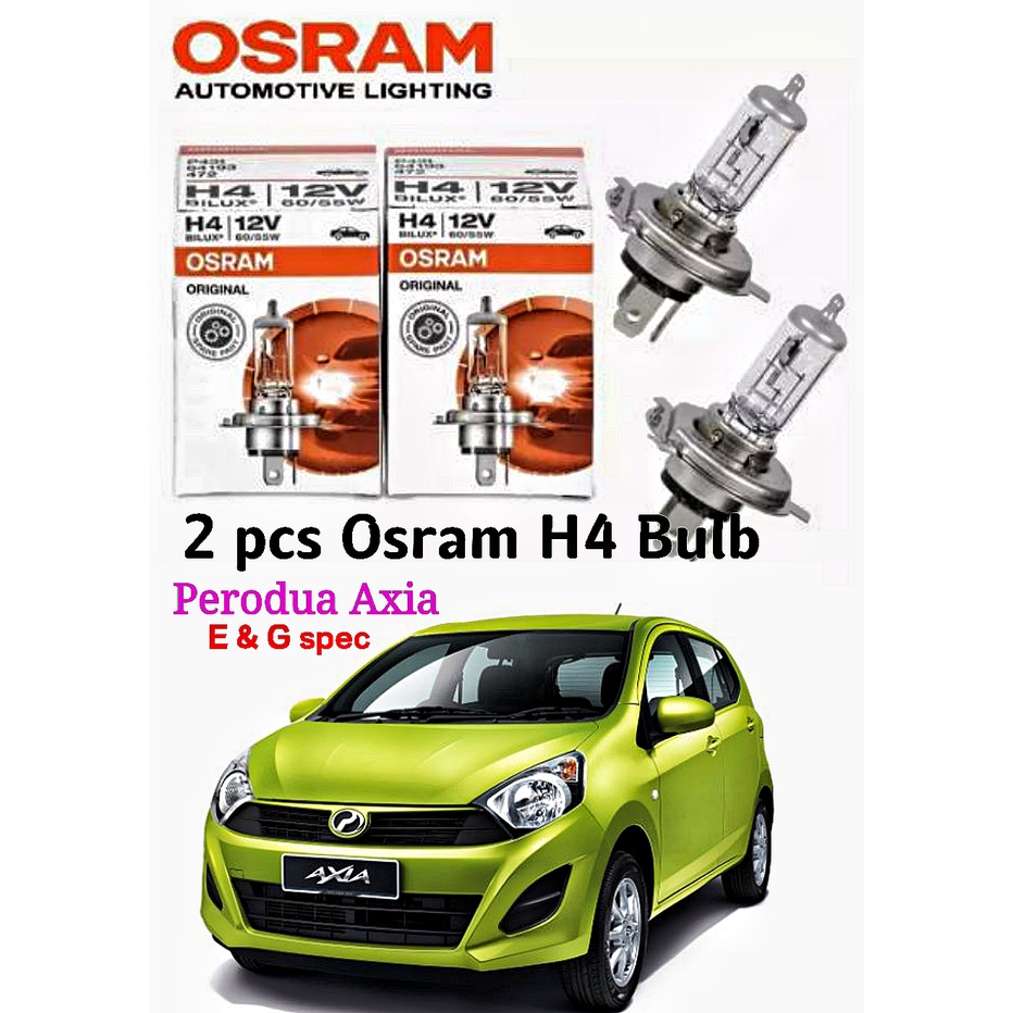 2 Pcs x Mentol Lampu Osram Halogen Bosch Headlamp Yellowish Bulb H4 12v ...