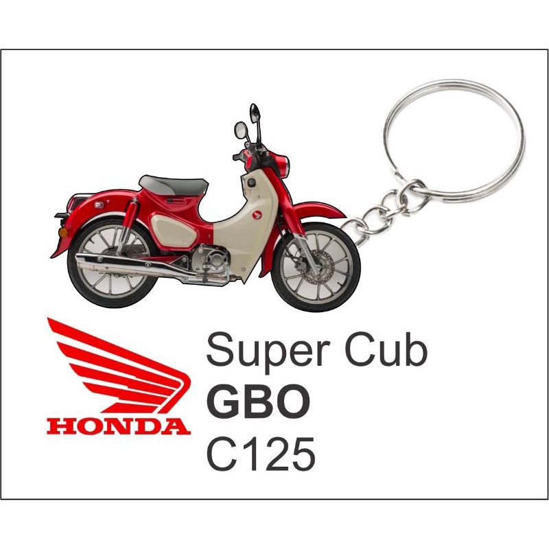 honda gbo red super cub c70 c125 hondacub kapchai kapcai keychain 2D ...