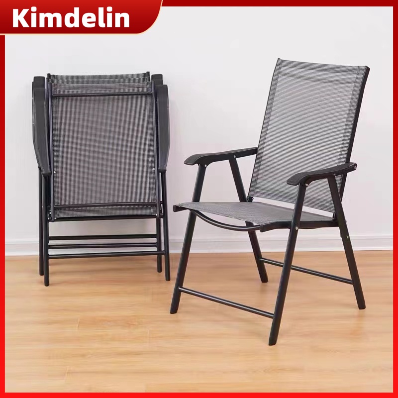KIMDELIN Folding Patio Chairs, Aluminium Frame Reclining Sling