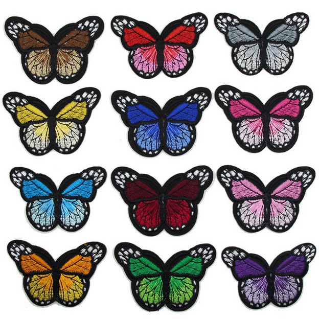 5Pcs Iron On Patches For Clothing Multicolor Butterfly Embroidery Patch ...