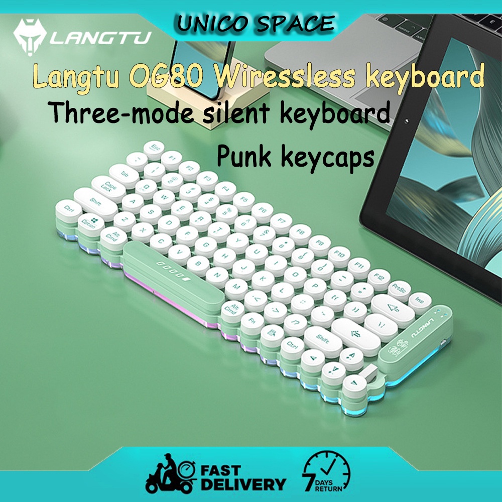LANGTU OG80 Wireless Keyboard 3 mode Connection Mute RGB Keyboard