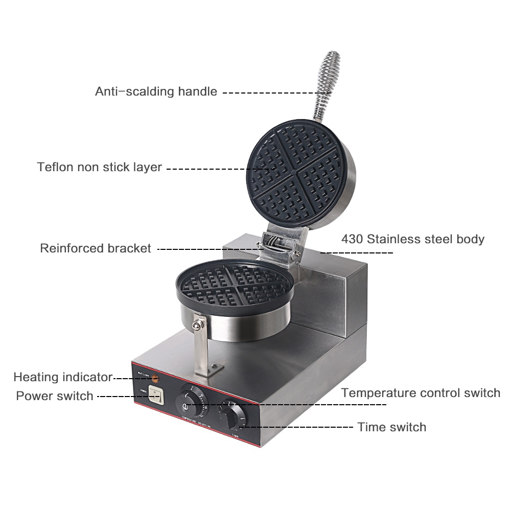 (COD) Single Head Electric Waffle Maker Temperature Adjustable Nonstick