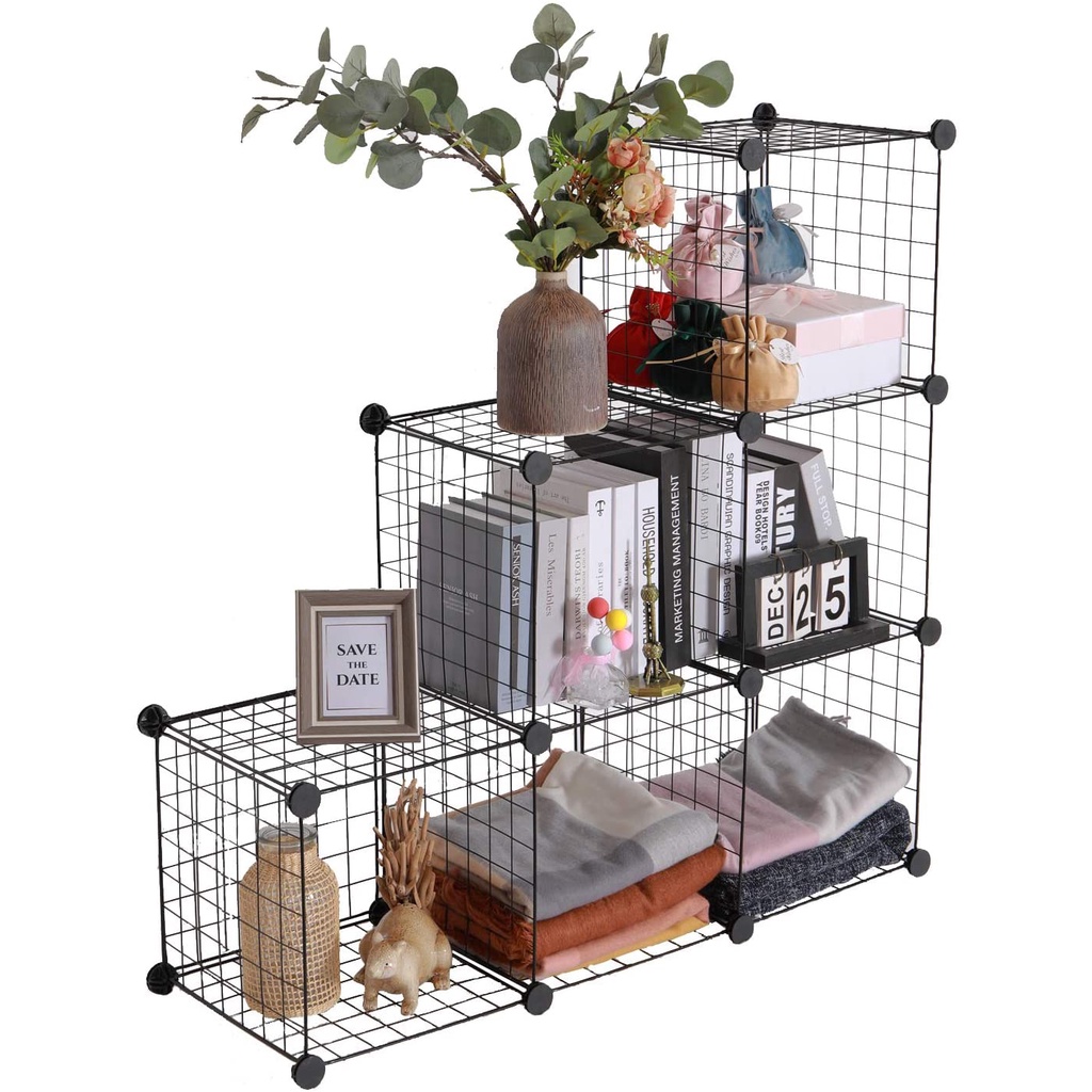 DIY Storage Cubes Organizer Rack Book Shelf Wardrobe Metal Net