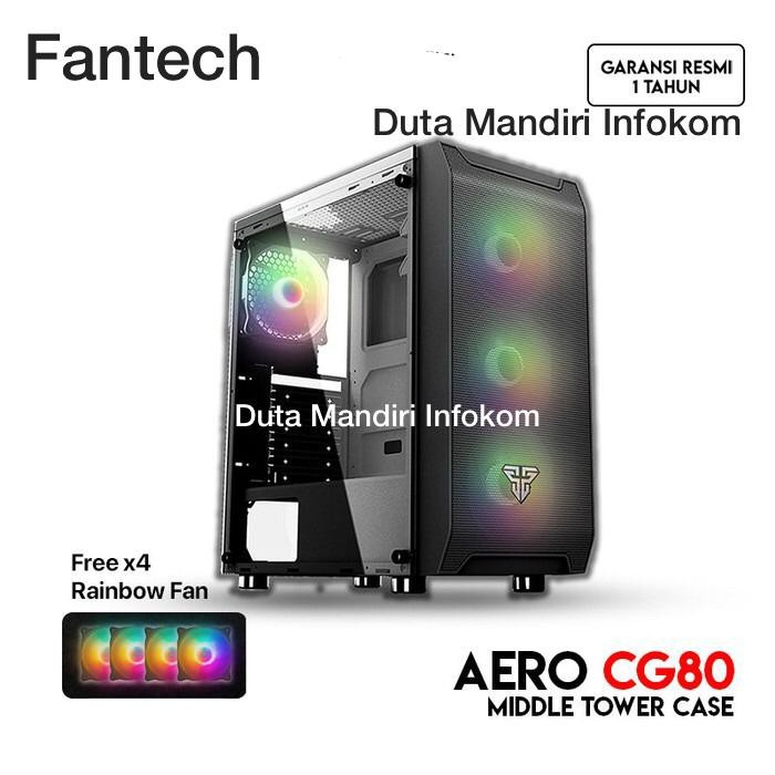 Fantech Aero Cg80 - Mid Tempered Glass @ Tower Caming Case - Black ...