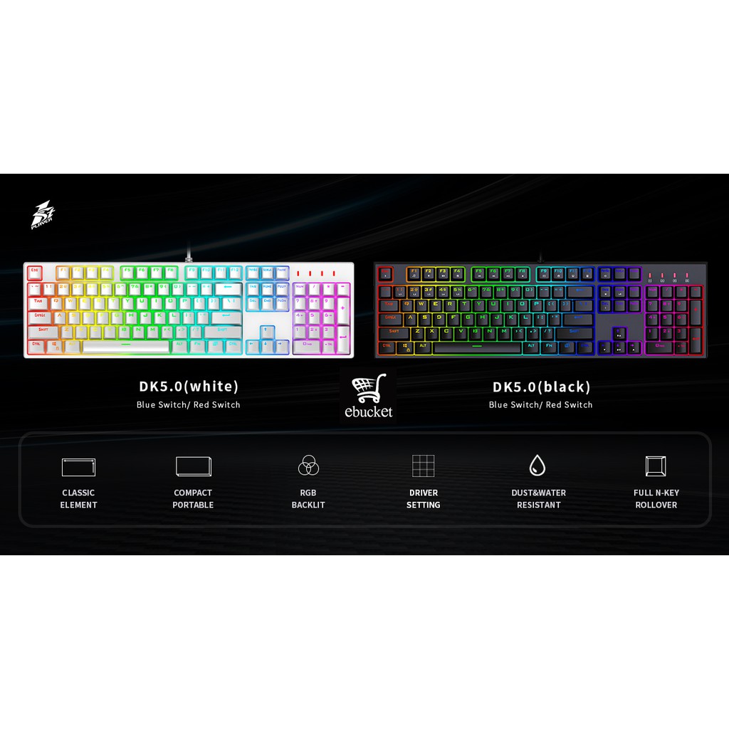 1ST PLAYER DK5.0 (104 KEYS) RGB MECHANICAL GAMING KEYBOARD (RED / BLUE ...