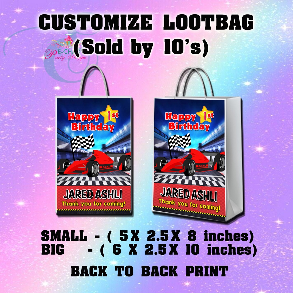 Car Racing Theme Lootbag / Paper Bag (Sold by 10's) | Shopee Philippines