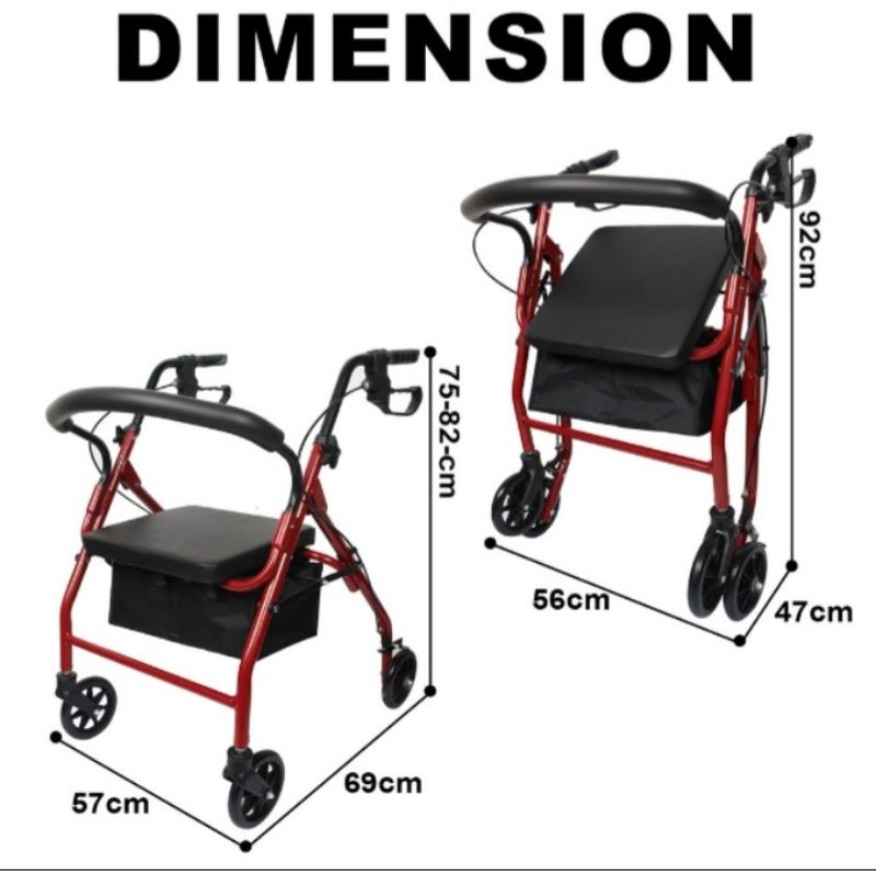 Adjustable Adult Medical Walker Rollator with Seat and Foldable Foot ...