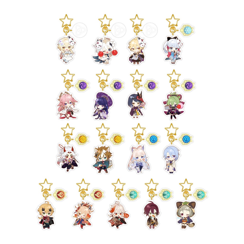 Genshin Impact Keychain Anime Acrylic Key Chain Lumine Raiden Shogun ...