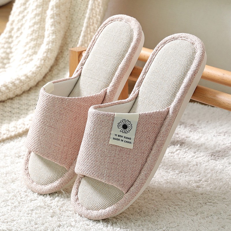 Japanese style Cotton linen Non-slip indoor Slippers bedroom slippers ...