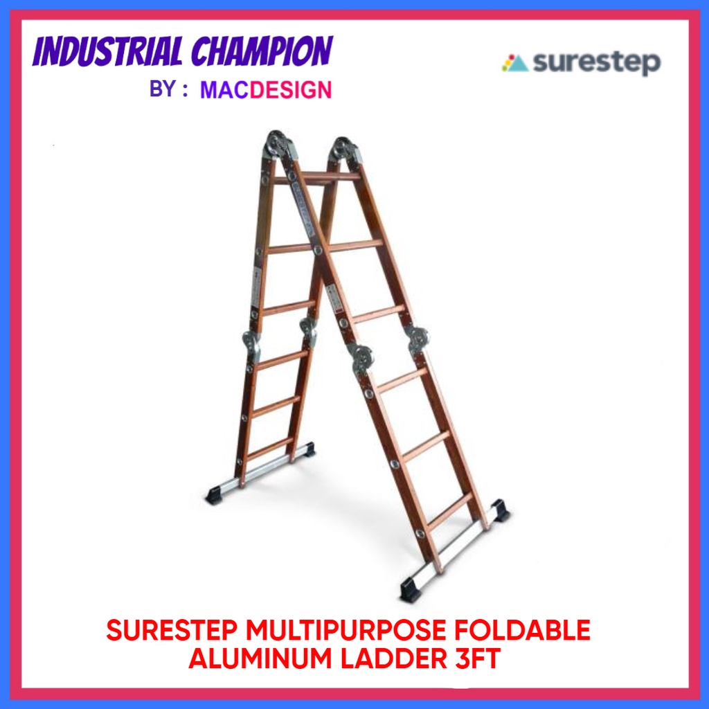 Surestep Multipurpose Foldable Aluminum ladder 3ft scafold x 4 folds ...