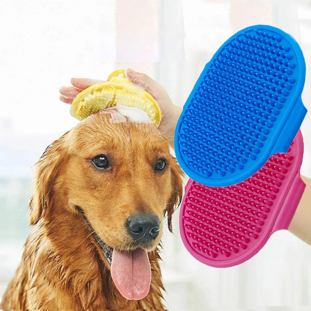 pet bath brush puppy big dog cat bath massage gloves brush soft safety ...