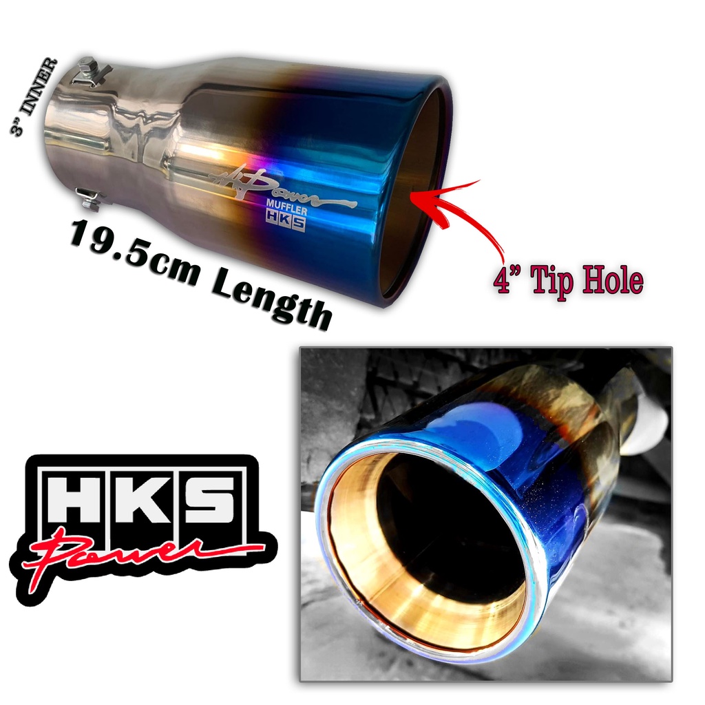 B201 HKS Muffler Tip BIG Straight 3 inches Inner 19.5cm Length with 4