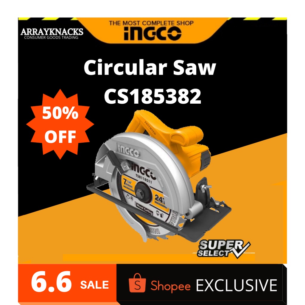 INGCO CIRCULAR SAW 1400W (CS185382) 220240V50/60Hz POWERTOOLS