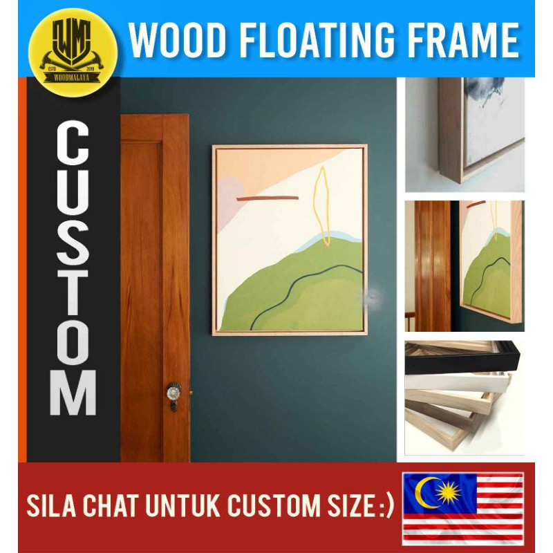 Wood floating frame custom size, Frame for canvas,Painting,Poster ...