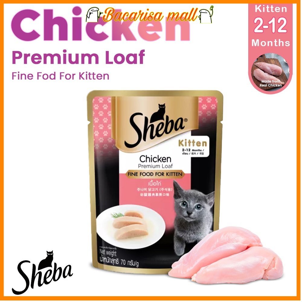 BACARISA Sheba Kitten Chicken Premium Loaf Wet Cat Food 70g Shopee