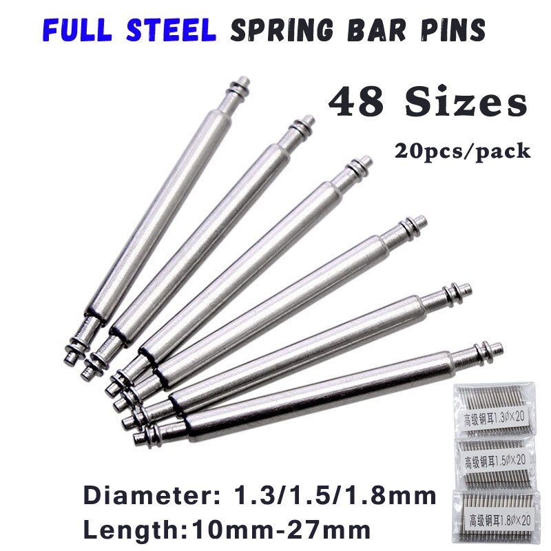 Stainless Steel Watch Strap Pin 20pcs 10mm To 27mm Full Stainless