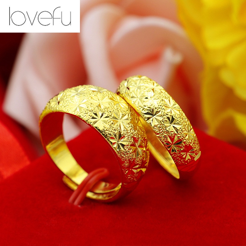 18K Saudi Gold Couple Rings Adjustable Pawnable Legit Wedding