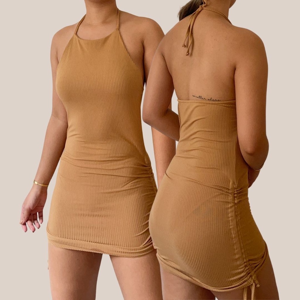 Arianna - Halter Drawstring Backless Dress | Shopee Philippines