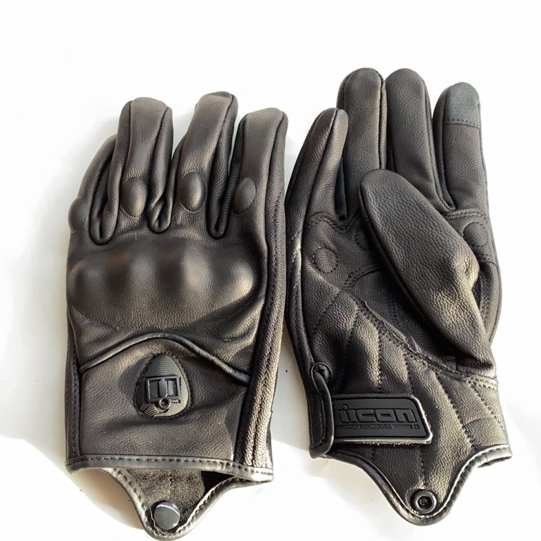 ICON Retro Real Leather Motorcycle Gloves Moto Waterproof Gloves