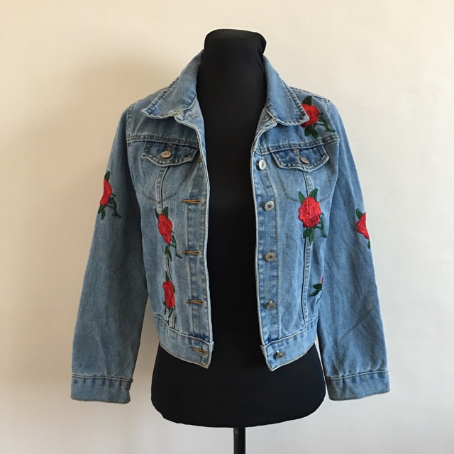 Denim jacket rose clearance embroidery