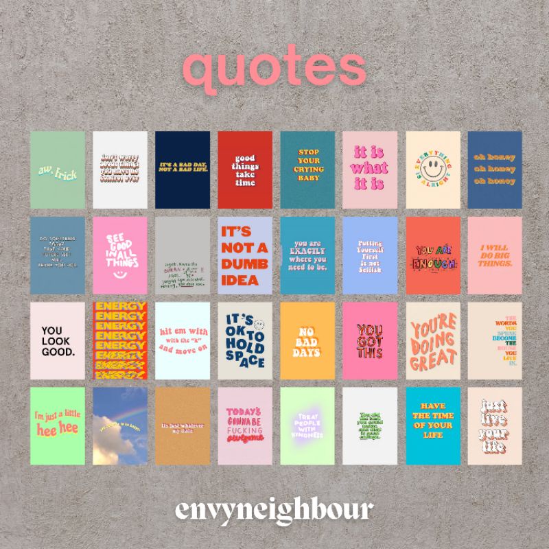 Aesthetic Quotes Wall Poster 32Pcs Contents Shopee Philippines