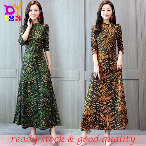 Long dress batik store elegant