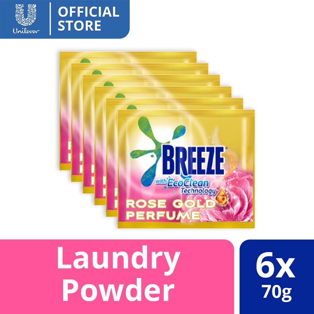Breeze Powder Detergent with Rose Gold Perfume 70G Sachet Set of 6