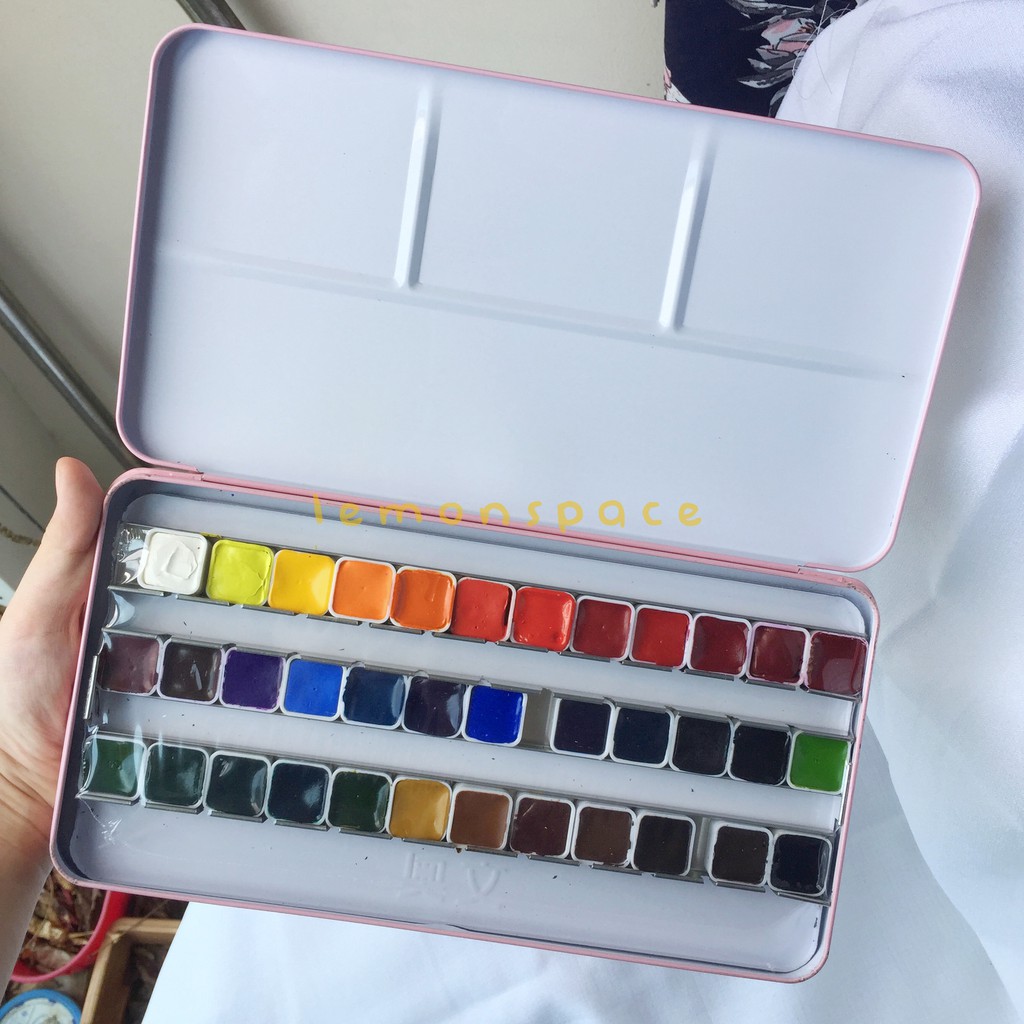 O.win by Paul Rubens 24 36 Color Solid Watercolor Paint Set in Metal