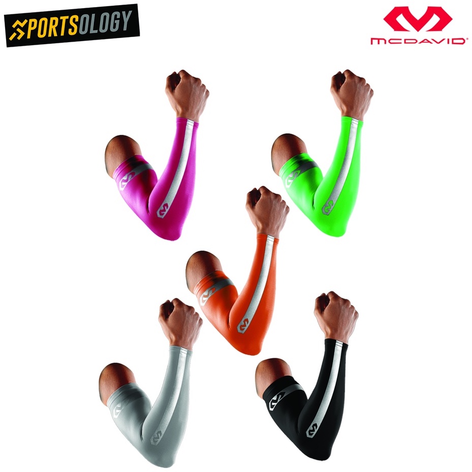 McDavid Compression Reflective Arm Sleeves - Pair, 80% Nylon/20% Spandex, UV Protection - View #13