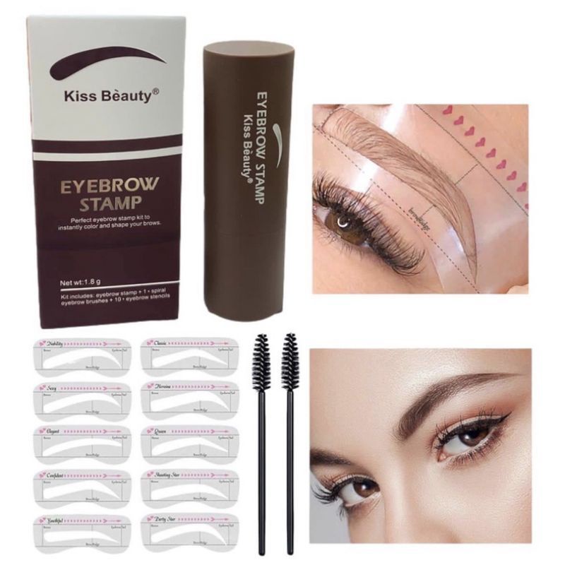 EYEBROW STAMP VIRAL WITH FREE BRUSH & STICKER (KISS BEAUTY) | Shopee ...
