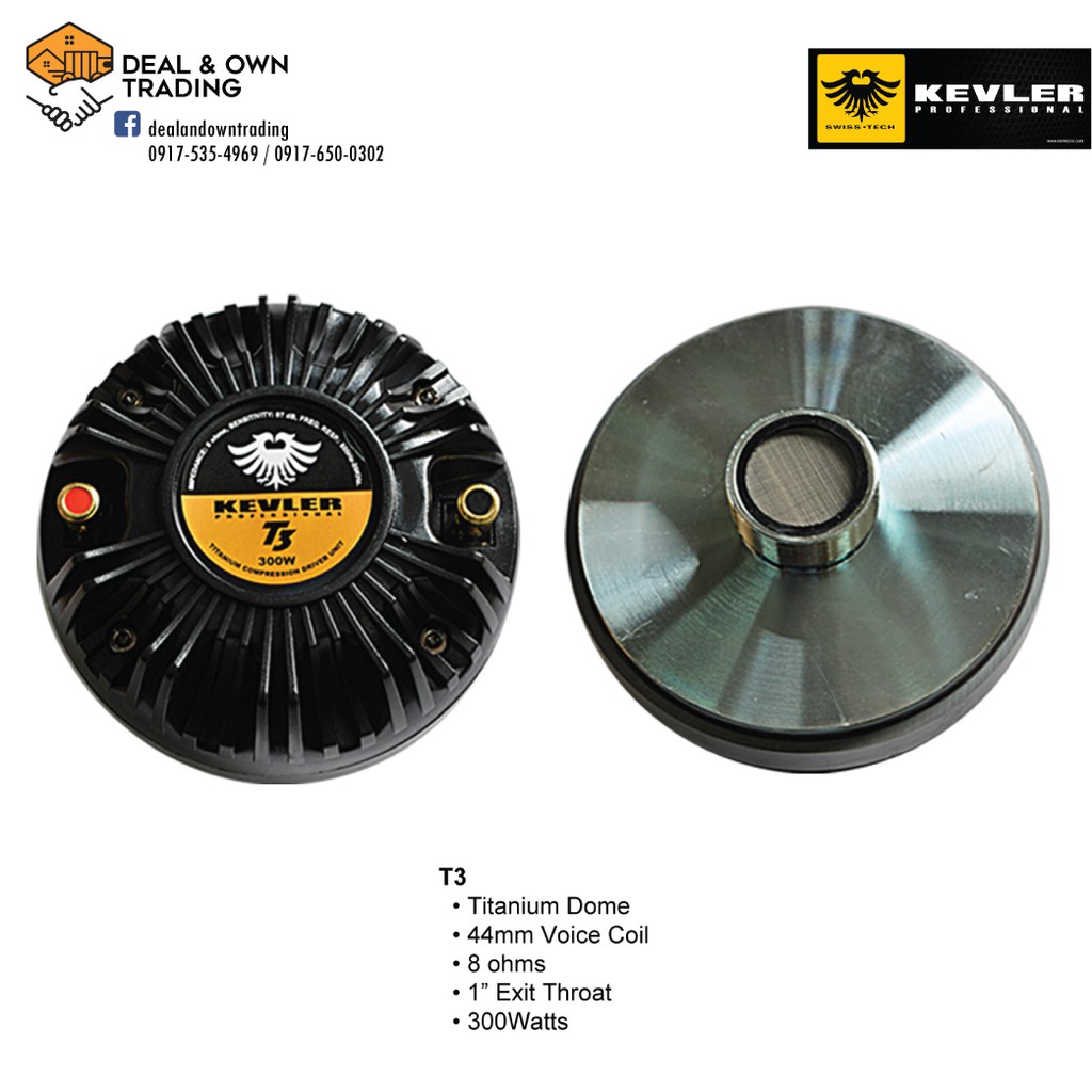 Kevler T3 300W RMS 8ohms Titanium Compression Driver Unit for Tweeter ...