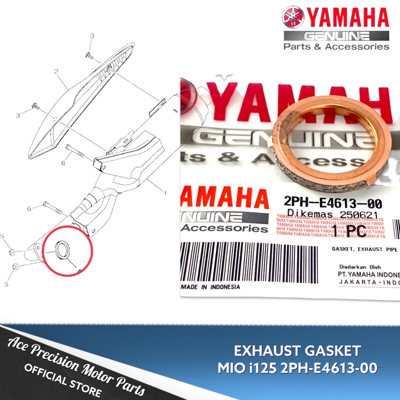 EXHAUST GASKET MIO i125/GRAVIS/GEAR/ FAZZIO YAMAHA ORIGINAL 2PHE4613