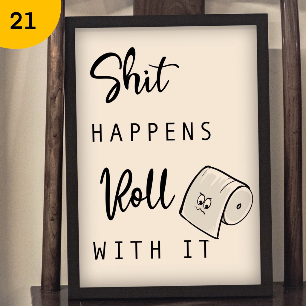 Funny Bathroom wall art with Glass Frame, Nordic Toilet Signs, Bathroom ...