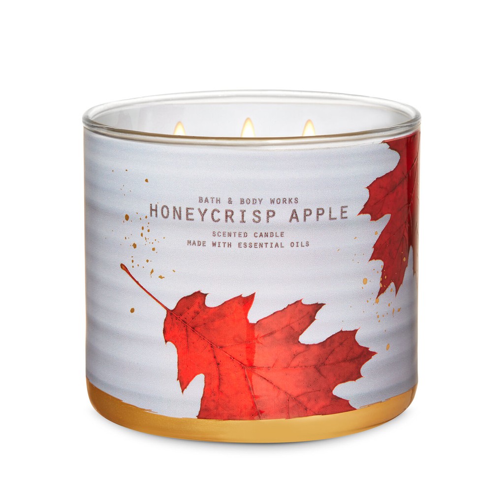AUTHENTIC Bath and Body Works HONEYCRISP APPLE 3Wick Scented Candle 14