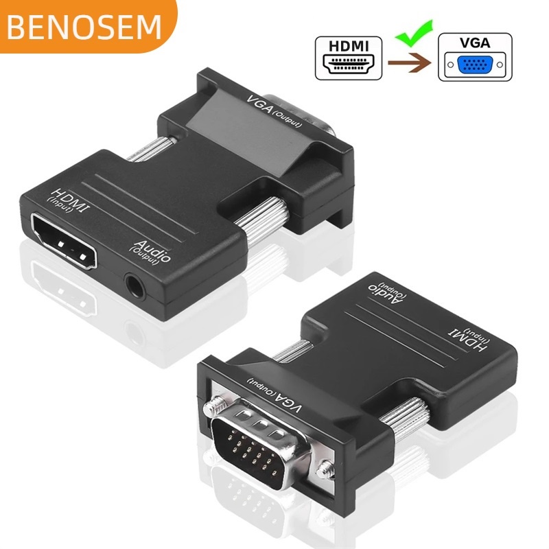 Benosem HDMI to VGA Converter 1080P HDMI Female to VGA Male with Audio ...