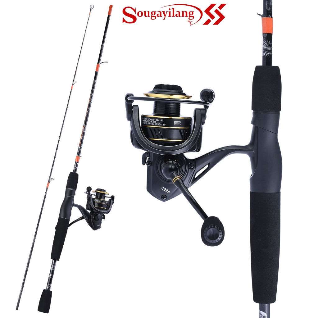 Sougayilang 5FT Fishing Rod Reel Set M Power 6-15LB ML Fishing Rods and 14  1BB Spinning Fishing Reel Fishing Combo