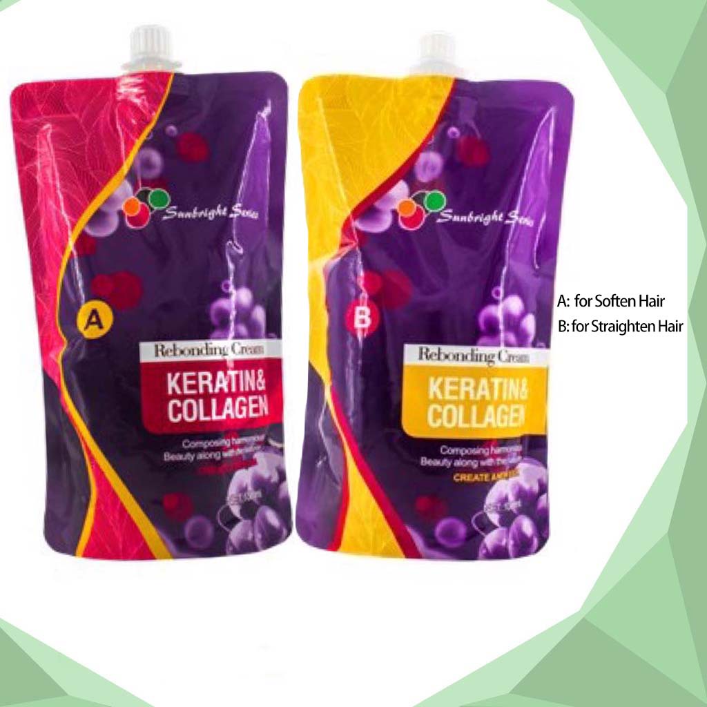 ☌♟SB Hair Rebonding Set 1000ml Rebond Cream Keratin Collagen Straighten