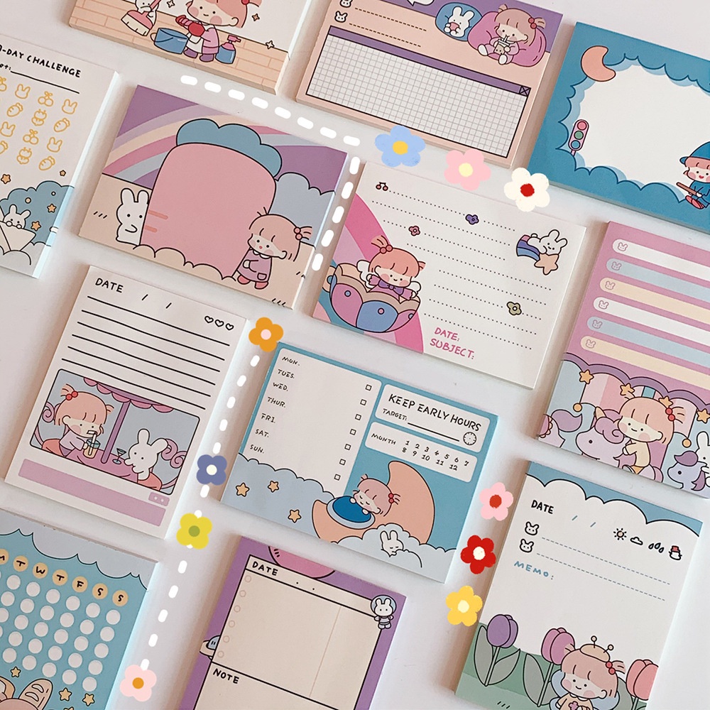 Cartoon Creative Cute Girl Heart Memo Pad Student Notepad Signature ...