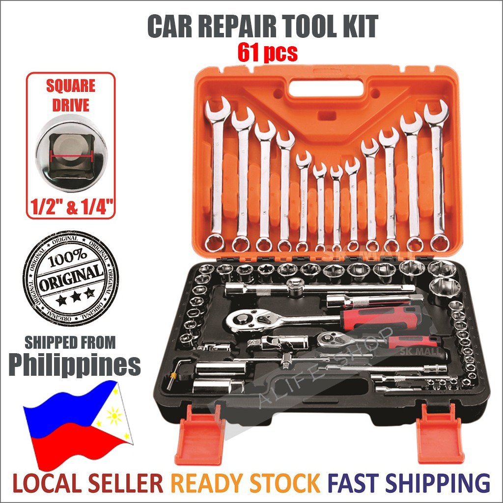 61pcs Combination Socket Wrench Set Ratchet Spanner Tools Set Box Set Shopee Philippines