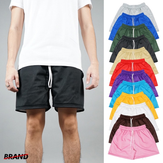 （hot）NoBrand Mesh Shorts for Men Cotton Basketball Shorts Comfy Walking