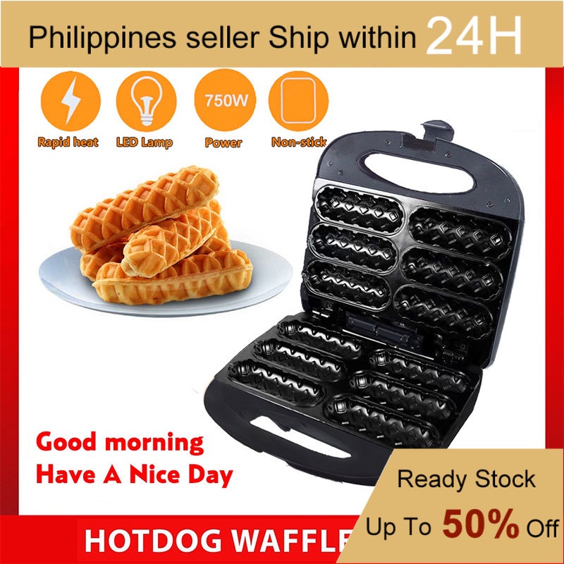 Original Electric Hotdog Waffle Maker Pan Easy Clean NonStick 750W