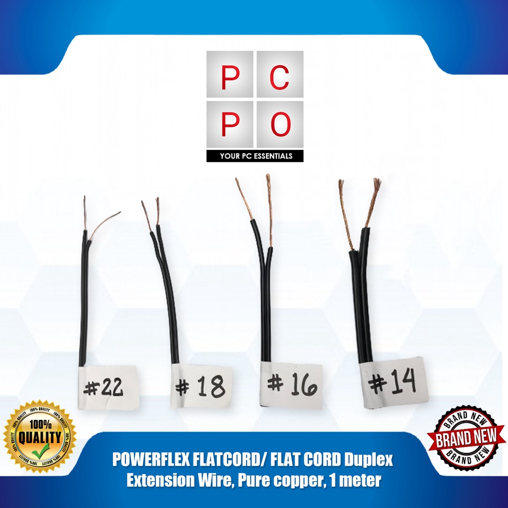 POWERFLEX FLATCORD/ FLAT CORD Duplex Extension Wire, Pure copper, 1
