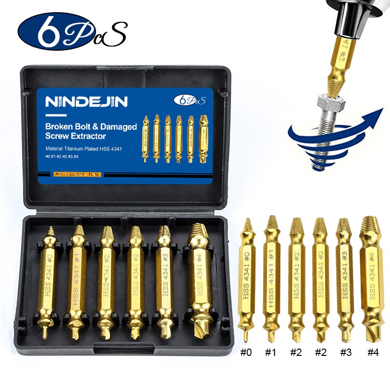 NINDEJIN 5Pcs Bolt Extractor Screw Remover Take Set Drill Bit ...