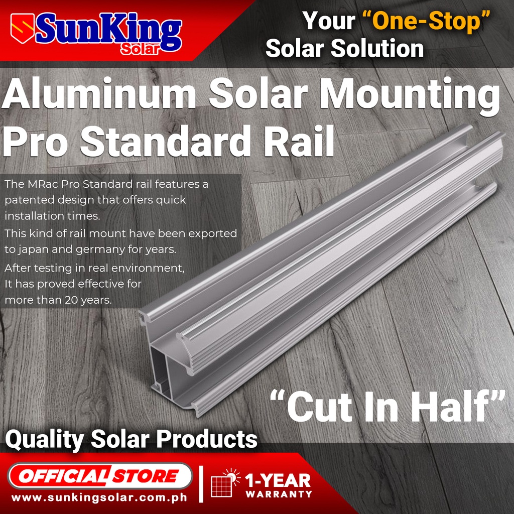 (2pcs) 1.2 Meters Aluminum Solar Mounting Pro Standard Railings Sunking ...