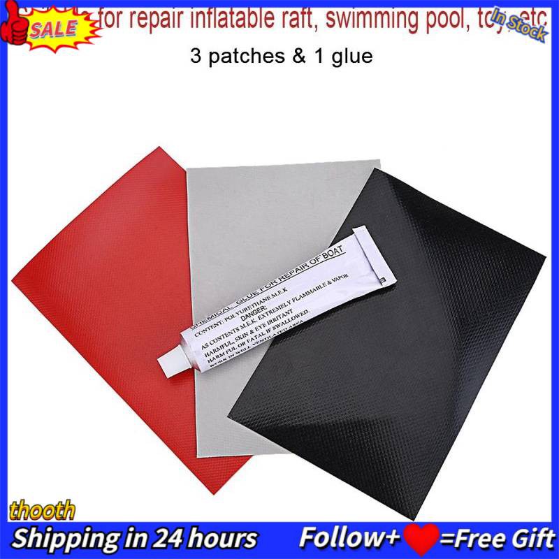 3pcs PVC Inflatable Boat Repair Patch Glue Kit Adhesive Canoe for Swimming Pool Shopee Philippines